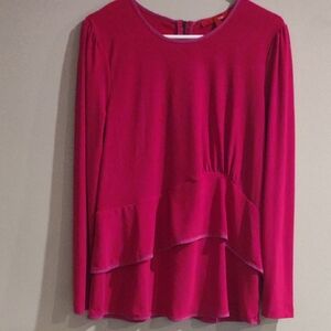Narciso Rodriguez Women's Large Long Sleeve Fuchsia Layered‎ Blouse